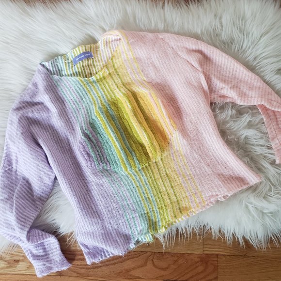 Novvaks Knits Pastel Ombre Handknit Crop Sweater - Picture 6 of 16